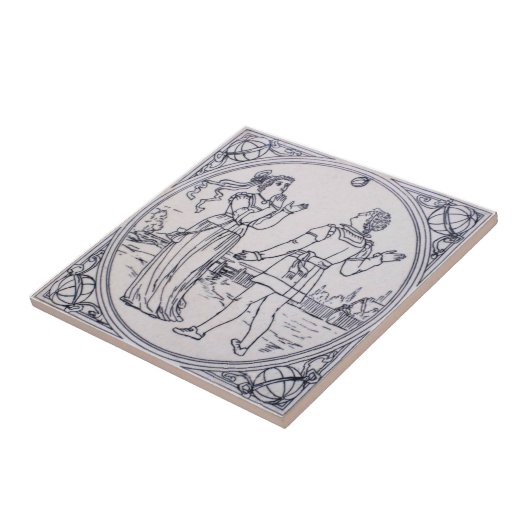 VT0094再生のアンティークTransferware タイル (側面)