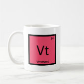 Vt - バーモント州の化学周期表記号 コーヒーマグカップ (左)