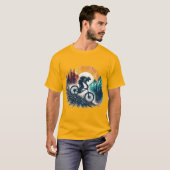 VTT Vintage en Montagne – Design Rétro Cyclisme Tシャツ (正面フル)