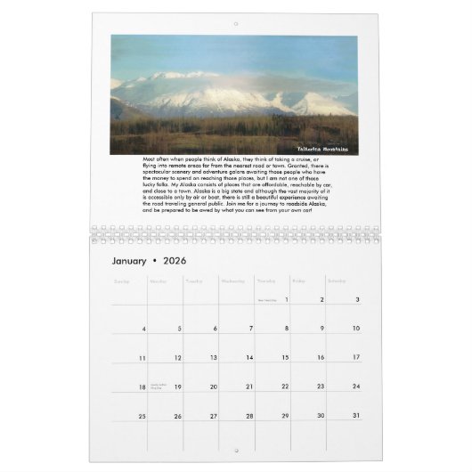 Vudsieのアラスカ カレンダー (1月 2026)