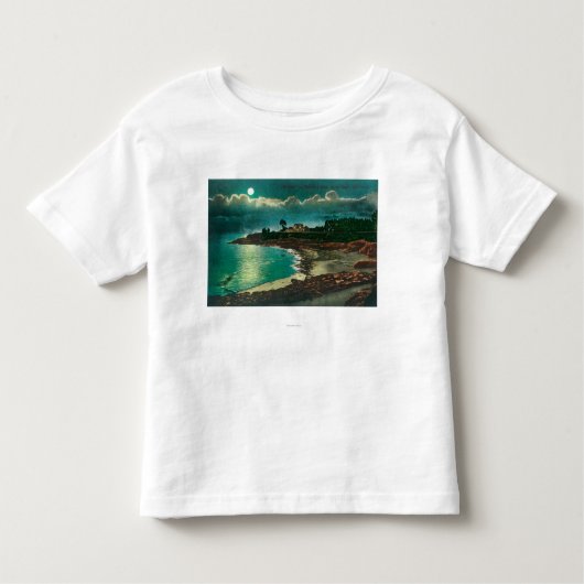 Vue de l'EauSanta Cruz、カリフォルニアの月明りの眺め トドラーTシャツ (正面)
