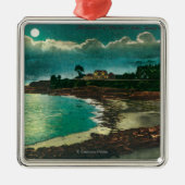 Vue de l'EauSanta Cruz、カリフォルニアの月明りの眺め メタルオーナメント (正面)