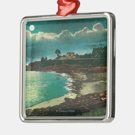 Vue de l'EauSanta Cruz、カリフォルニアの月明りの眺め メタルオーナメント (左)