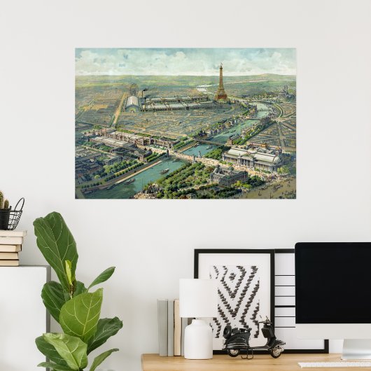 Vue panoramique de l'exposition universelle 1900 ポスター (ホームオフィス)