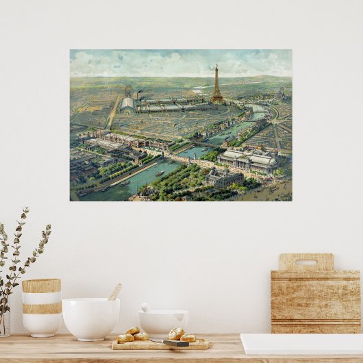 Vue panoramique de l'exposition universelle 1900 ポスター (キッチン)