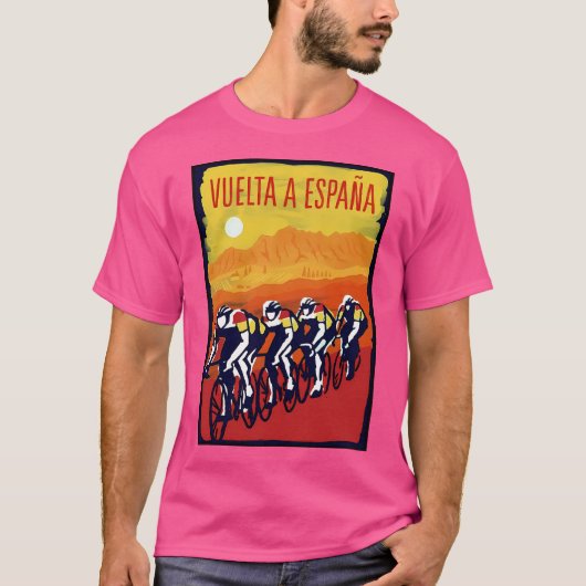 Vuelta Aエスパーナヴィンテージ自転車レースプリント Tシャツ (正面)