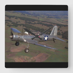 Vultee、BT-13のWWII_Classicの航空 スクエア壁時計