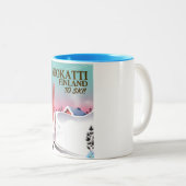 Vuokattiフィンランドのスキーポスター ツートーンマグカップ (正面右)