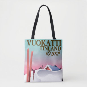 Vuokatti Finland スキーポスター トートバッグ