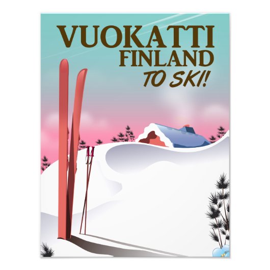 Vuokatti Finland スキーポスター フォトプリント (正面)
