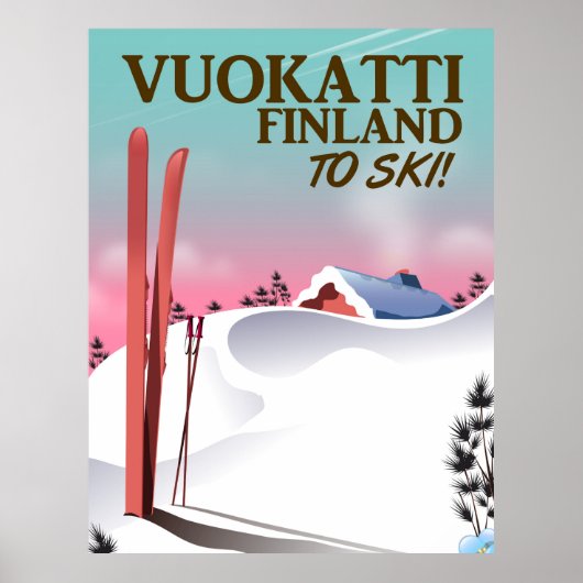 Vuokatti Finland スキーポスター ポスター (正面)