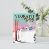 Vuokatti Finland スキーポスター ポストカード (スタンド正面)