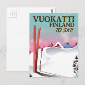 Vuokatti Finland スキーポスター ポストカード (正面/裏面)