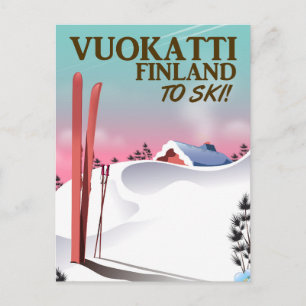 Vuokatti Finland スキーポスター ポストカード