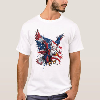 Vushii アメリカンイーグル自由グラフィックTシャツ Tシャツ