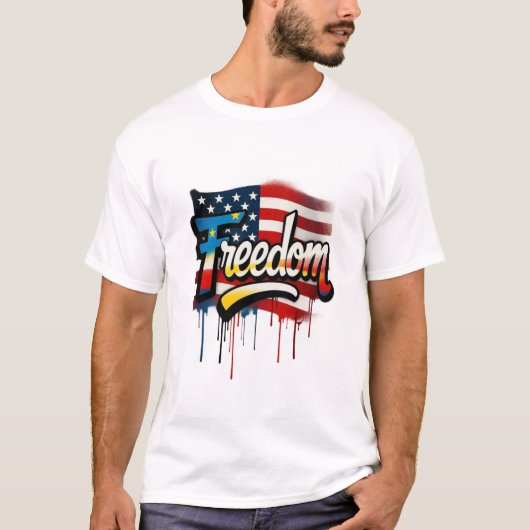 Vushii アメリカ自由グラフィックTシャツ Tシャツ (正面)