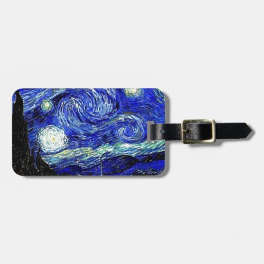 vVanゴッホの星明かりの夜ファインアート ラゲッジタグ (正面横)
