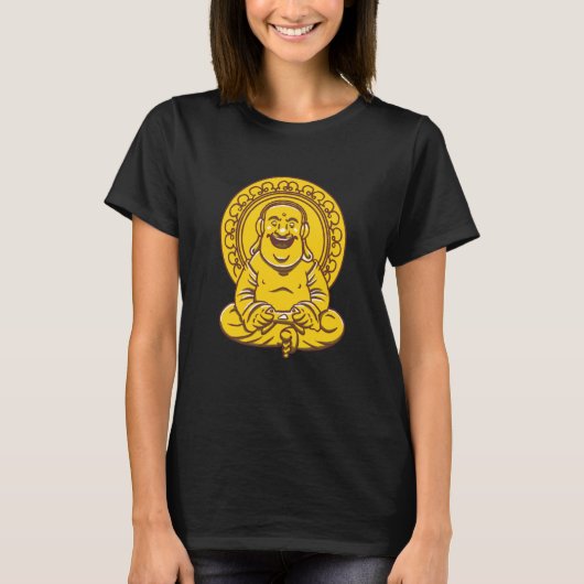 VXL仏僧ナマステの祈笑い仏仏 Tシャツ (正面)