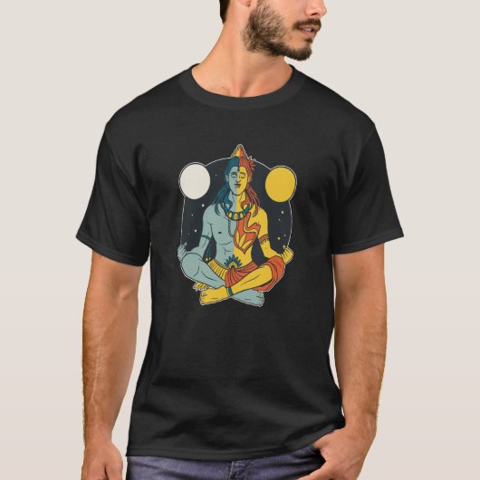 VXL India Proud God Hindi Sikh Moon Hindus Shiva M Tシャツ (正面)