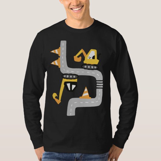VXLS 建設トラック 油圧ショベル コンクリートミキサー D Tシャツ (正面)