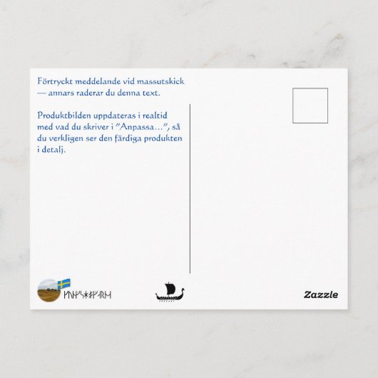 Vykort — Runskrift ポストカード (裏面)