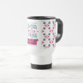 wのレトロのピンクの花を言うことを編まないため編むか、または トラベルマグ (正面右)