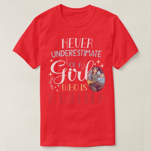 Wの女の子の力を決して過小評価しない Tシャツ (デザイン正面)