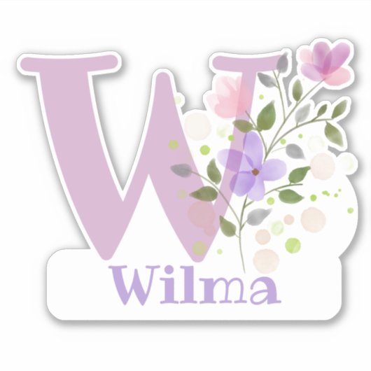 Wの文字で名前Wilmaのステッカーカットアウト シール (正面)