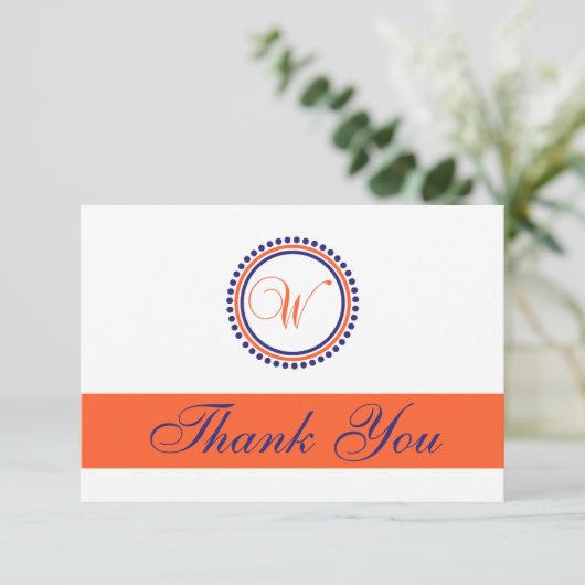Wの点の円Monogamは感謝していしています(オレンジまたは濃紺) サンキューカード (スタンド正面)