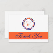 Wの点の円Monogamは感謝していしています(オレンジまたは濃紺) サンキューカード (正面/裏面)