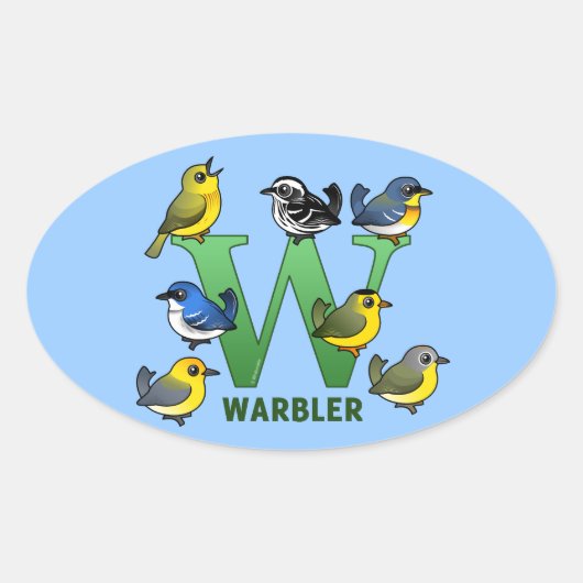 WはWarbler用 楕円形シール (正面)
