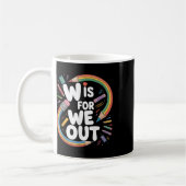 WはWe OutのW　先生ユーモア 学校が終わって夏のV コーヒーマグカップ (左)
