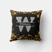 Wイニシャルパーソナライズされたシルバーモノグラムあなたの名前 クッション (裏面)