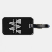 Wイニシャルパーソナライズされたシルバーモノグラムあなたの名前 ラゲッジタグ (裏面横)