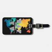 Wイニシャルパーソナライズされたシルバーモノグラムあなたの名前 ラゲッジタグ (正面横)