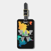 Wイニシャルパーソナライズされたシルバーモノグラムあなたの名前 ラゲッジタグ (正面縦)