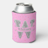 Wイニシャルパーソナライズされたシルバーモノグラムあなたの名前 缶クーラー (缶裏面)