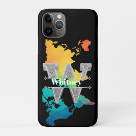 Wイニシャルパーソナライズされたシルバーモノグラムあなたの名前 iPhone 11 PROケース