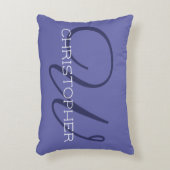 Wイニシャル書名Periwinkle モノグラムの アクセントクッション (正面(垂直))