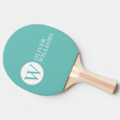 Wイニシャル（編集可能）円モノグラムティール（緑がかった色） 卓球ラケット (横)