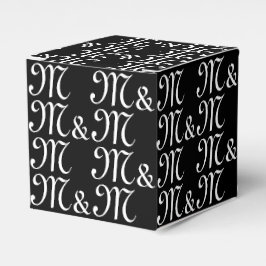 wカップルのカスタマイズイニシャルモノグラムのブラックギフト フェイバーボックス