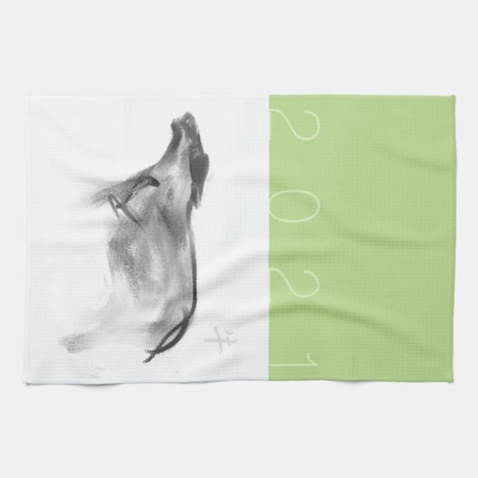 Wバッファロー中国のオックスイヤー〔占星術の〕十二宮図選択カラーKT2 キッチンタオル (横)