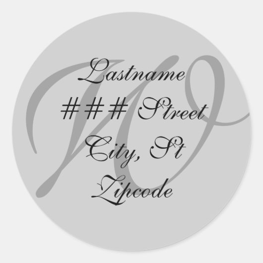 Wモノグラム差出人住所ラベル ラウンドシール (正面)