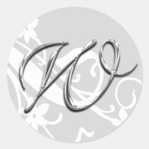 Wモノグラム文字結婚の封筒用シールシール ラウンドシール