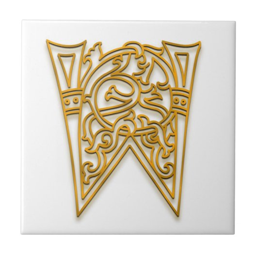 Wモノグラム「アイルランド金ゴールド」セラミックタイル タイル (正面)