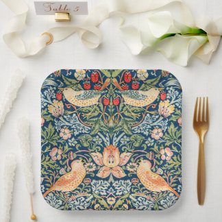 Wモリスいちご泥棒スクエア紙プレート ペーパープレート