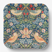 Wモリスいちご泥棒スクエア紙プレート