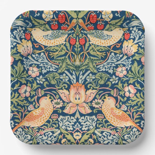 Wモリスいちご泥棒スクエア紙プレート ペーパープレート (正面)