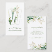 Wレターモノグラム金ゴールド緑離れの 名刺 (正面/裏面)