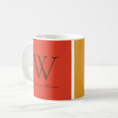 Wレトロレインボーストライプズカスタムイニシャル コーヒーマグカップ (正面左)